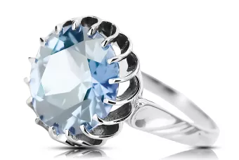 Argent sterling 925 Aigue-marine Anneau Vintage vrc035s